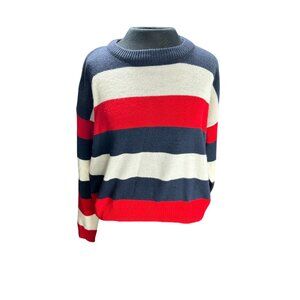 Striped Knit Sweater By Brave Soul London Medium Red/White/Navy Soft Acrylic Ble